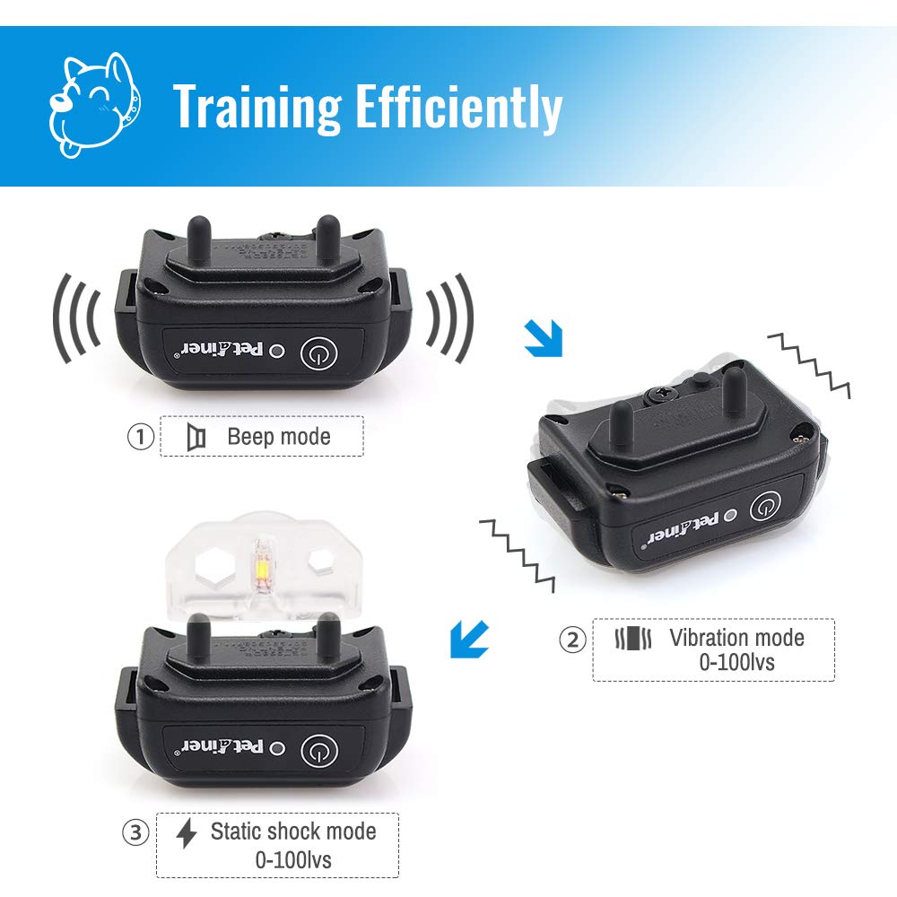 Shock Collar for Dogs - Waterproof Rechargeable Dog Training E-Collar with 3 Safe Correction Remote Training Modes, Shock, Vibration, Beep for Dogs Small, Medium, Large