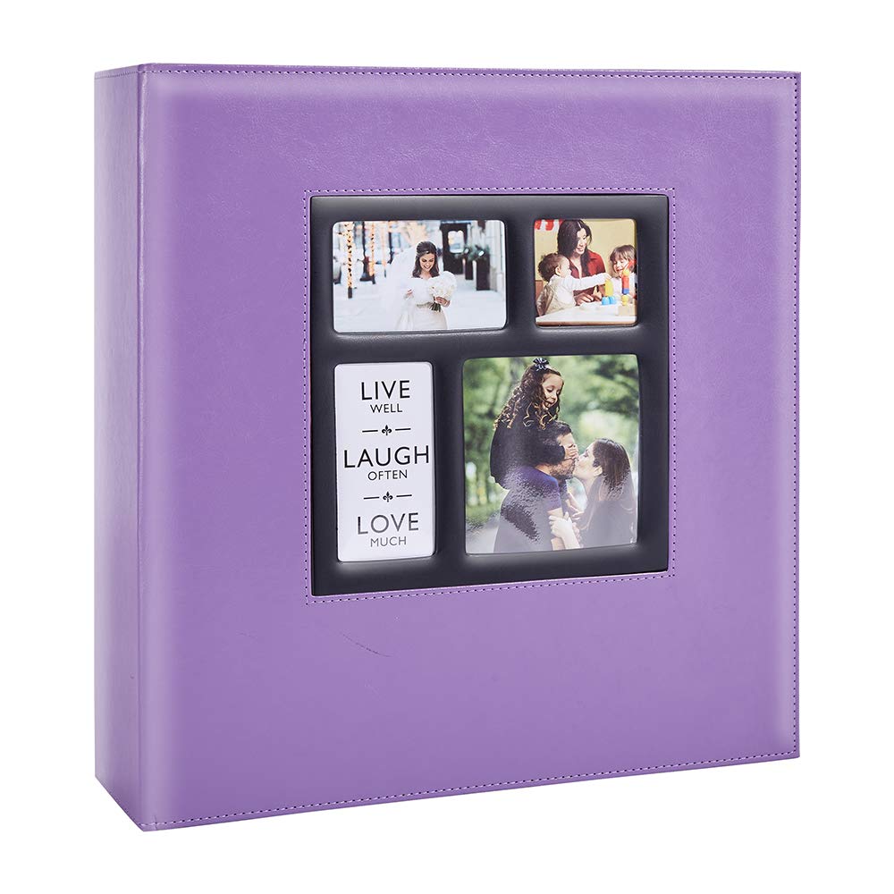 Photo Album 4x6 600 Photos, Large Capacity Wedding Family Leather Cover Picture Albums Holds 600 Horizontal and Vertical 4x6 Photos with Black Pages (Purple)