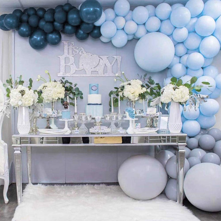 5 Inch Mini Blue Party Pearl Balloons, 200 Pcs Light Blue Macaron Latex Balloons for Birthday Wedding Engagement Anniversary Christmas Festival Picnic or Any Friends Family Party
