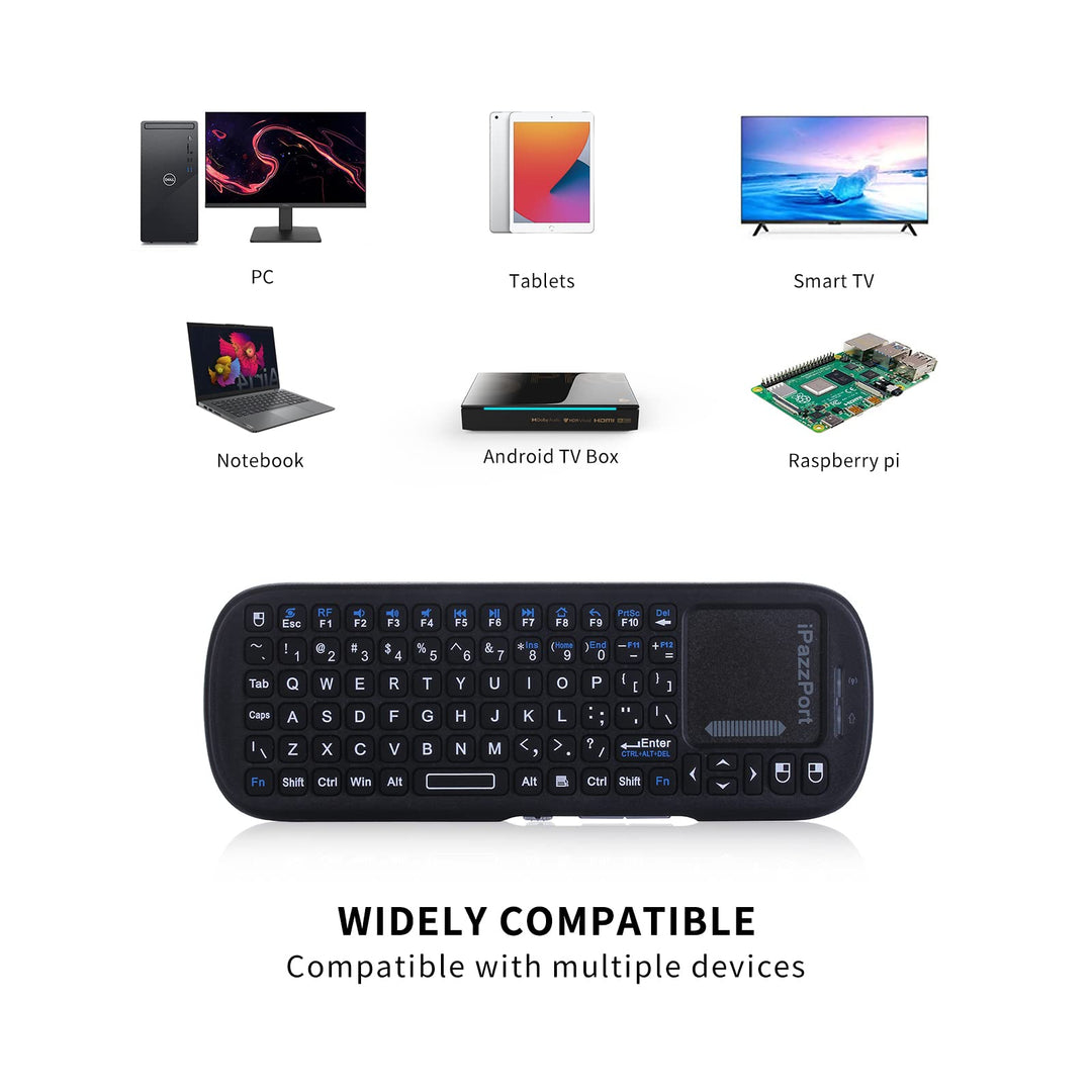 2.4G Mini Wireless Keyboard with Touchpad Mouse Combo, Lightweight Portable Keyboard Controller, Compatible with Android TV Box/PC/Tablets/PS4/Raspberry Pi 3/HTPC KP-810-19S