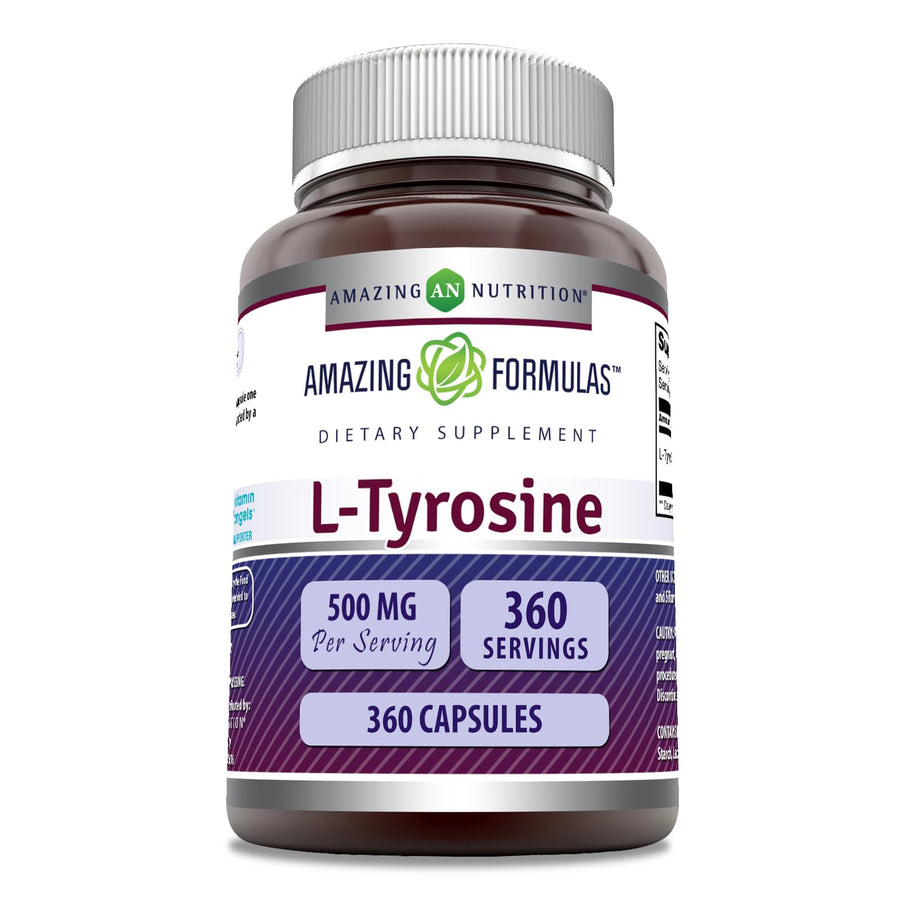 Amazing Formulas L-Tyrosine Supplement | 500 Mg Per Serving | 360 Capsules Per Serving | Non-GMO | Gluten-Free | Made in USA