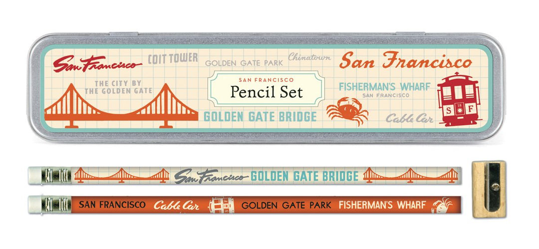 Papers Pencil Set with 10 Pencils and 1 Sharpener, San Francisco