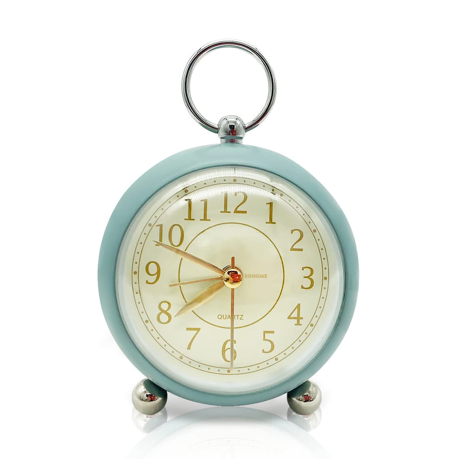 Rohome Vintage Small Alarm Clock with Night Light, Blue