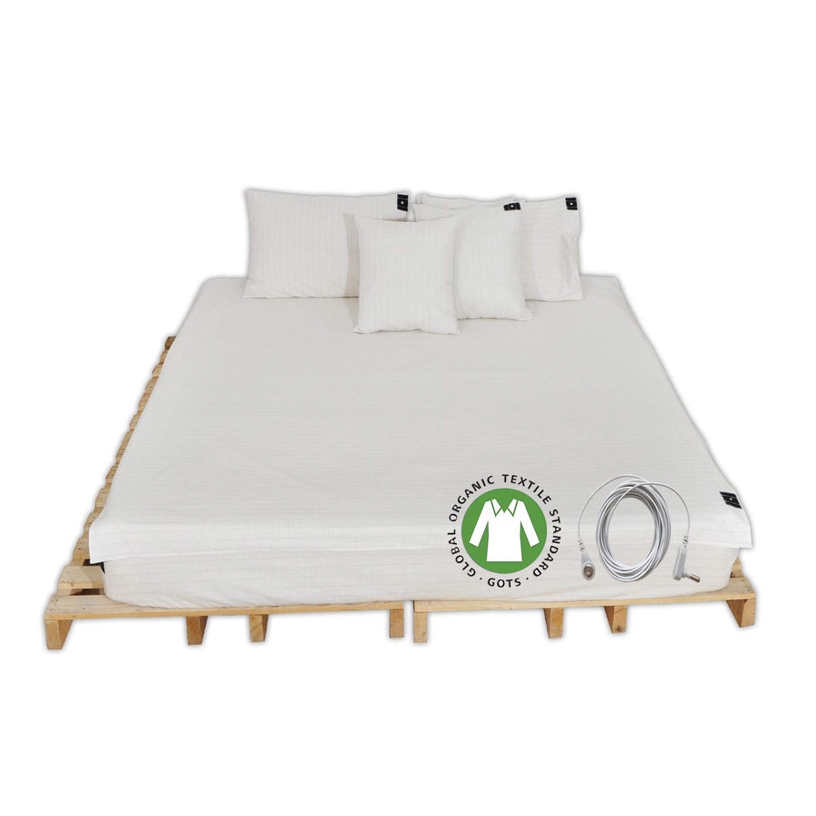 Brand Grounding Sheet for Bed Organic Cotton Silver with Ground Connection Cord (52 x 27 inch, Original Color Sleeping Wellness Benefits Sleep Therapy