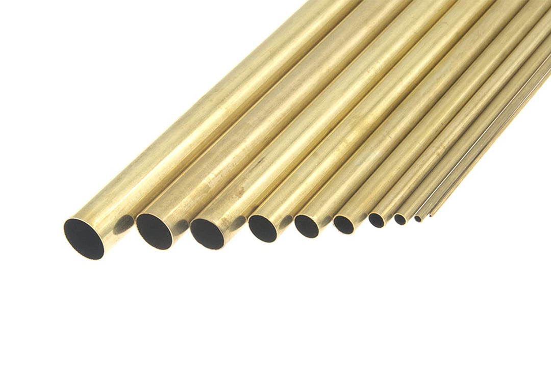 Round Brass Telescopic Tube, 1mm 2mm 3mm 4mm 5mm 6mm 7mm 8mm 9mm 10mm OD x 0.2mm Wall Thickness 300mm Length Seamless Straight Pipe Tubing, Pack of 10 Pcs