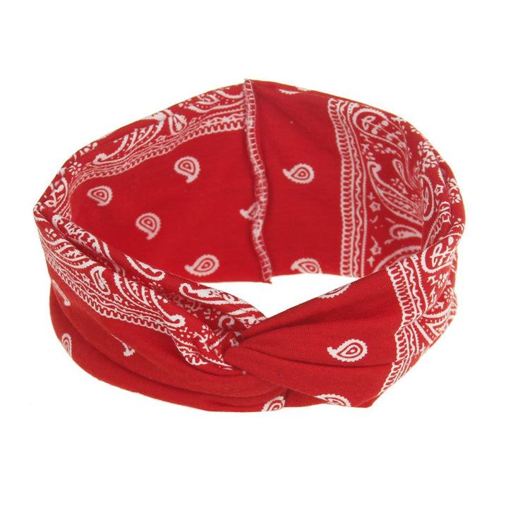 Assorted Paisley Print Wide Bandana Knot Headbands Criss Cross Head Wrap Hair Band (4 Colors Pack A)
