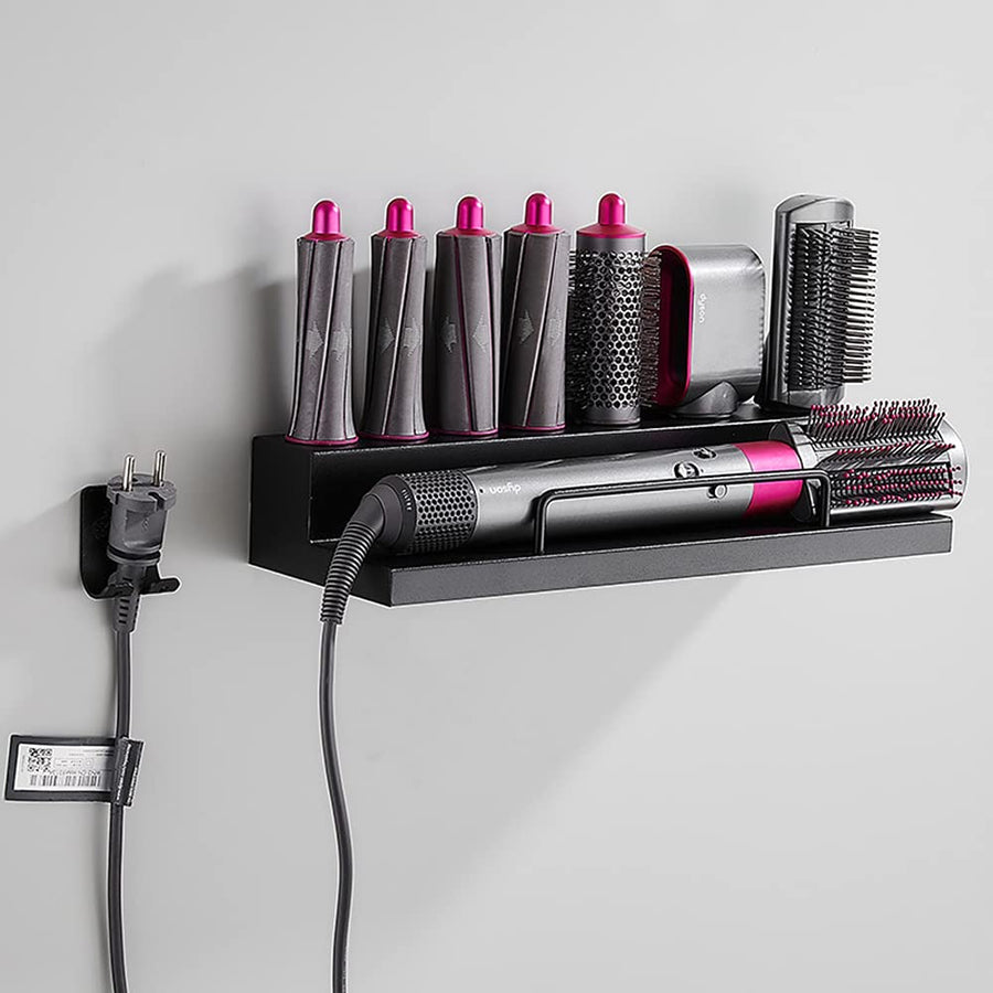 Storage Holder for Dyson Airwrap Curling Iron Accessories Wall Mounted Rack Bracket Stand with Adhesive for Home Bathroom Organizer Black