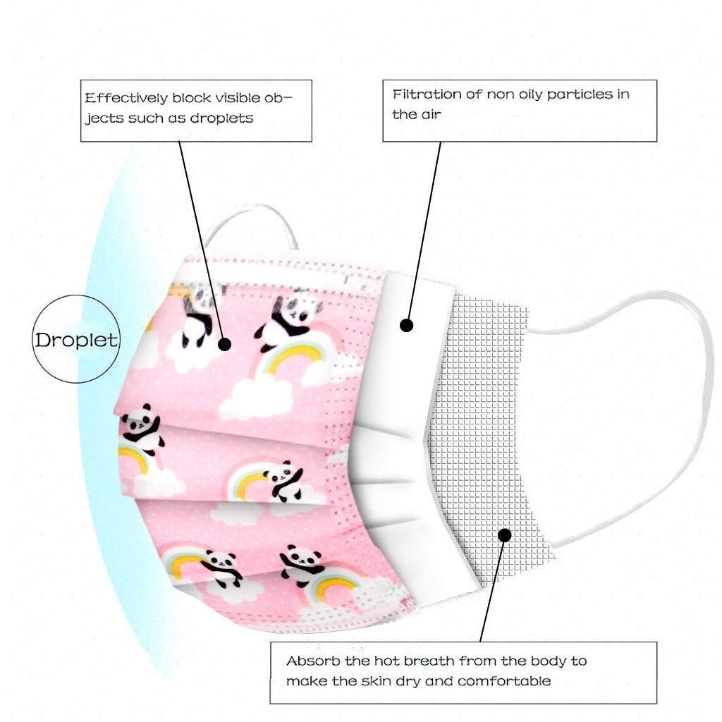 Children 3-Ply Disposable Face Masks Daily Use (Pink Panda, 50 pcs)