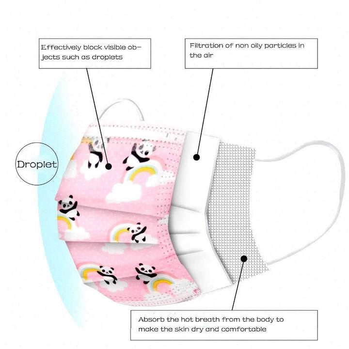 Children 3-Ply Disposable Face Masks Daily Use (Pink Panda, 50 pcs)