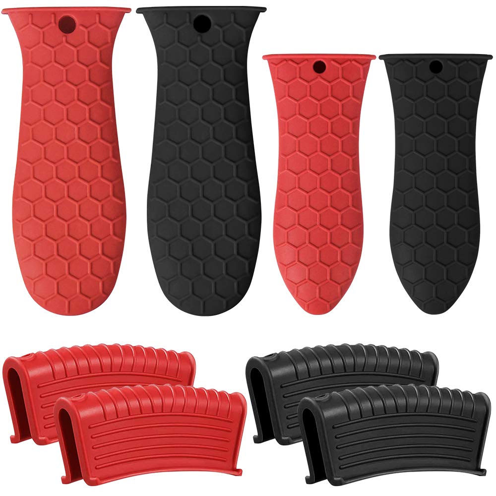8 Pack Silicone Hot Handle Holder, Non-Slip Silicone Pot Holder Sleeve, Cast Iron Handle Covers, Assist Handle (8 Pack)