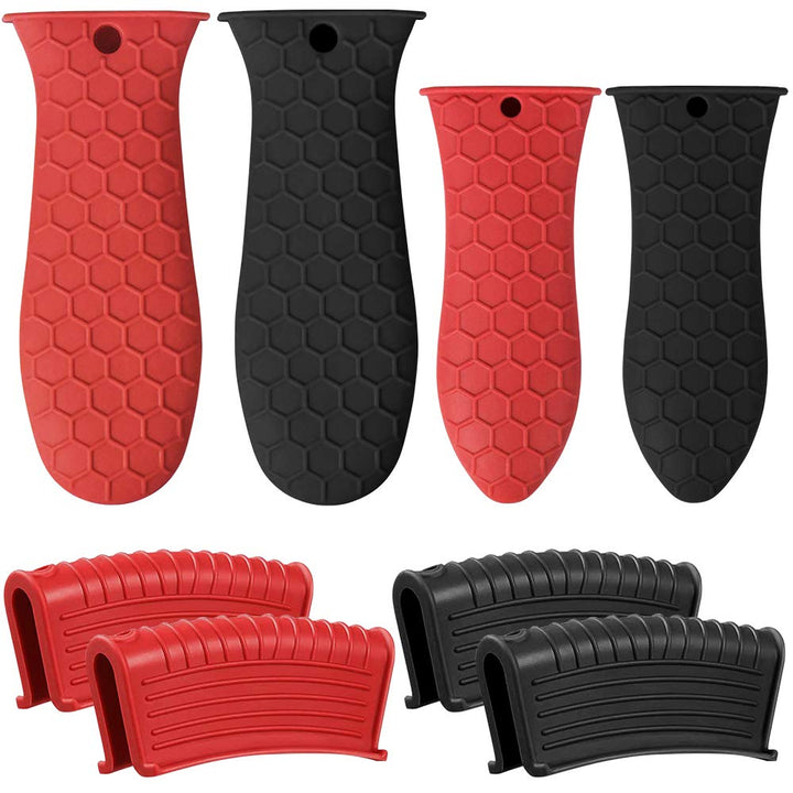 8 Pack Silicone Hot Handle Holder, Non-Slip Silicone Pot Holder Sleeve, Cast Iron Handle Covers, Assist Handle (8 Pack)