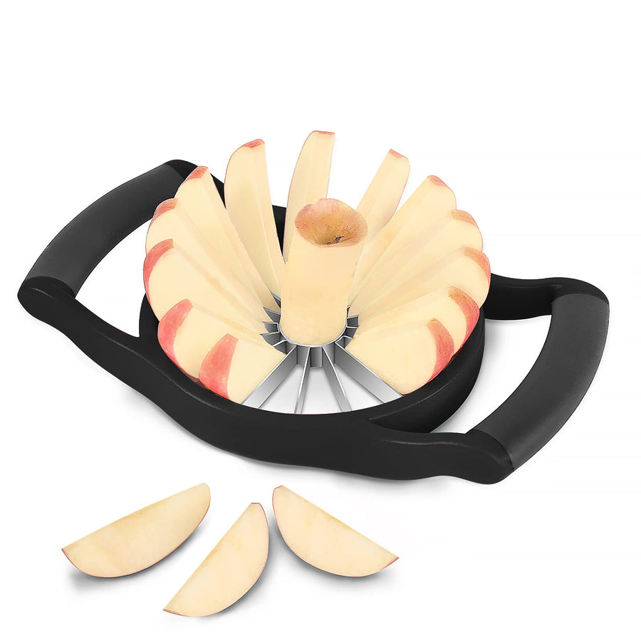 Newness Apple Slicer Corer, 16-Slice [Large Size] Durable Heavy Duty Apple Slicer Corer, Cutter, Divider, Wedger, Integrated Design Fruits & Vegetables Slicer for Apple, Potato, Onion and More, Black