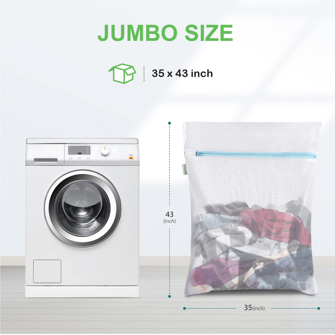 Large Mesh Washing Bag 43 x 35 in XL Laundry Bag Washer Machine Net Protector Large Washer Bag for Travel Camp College Student Dress Bedding Blanket Sheet Robe Cleaning Organizer Blue