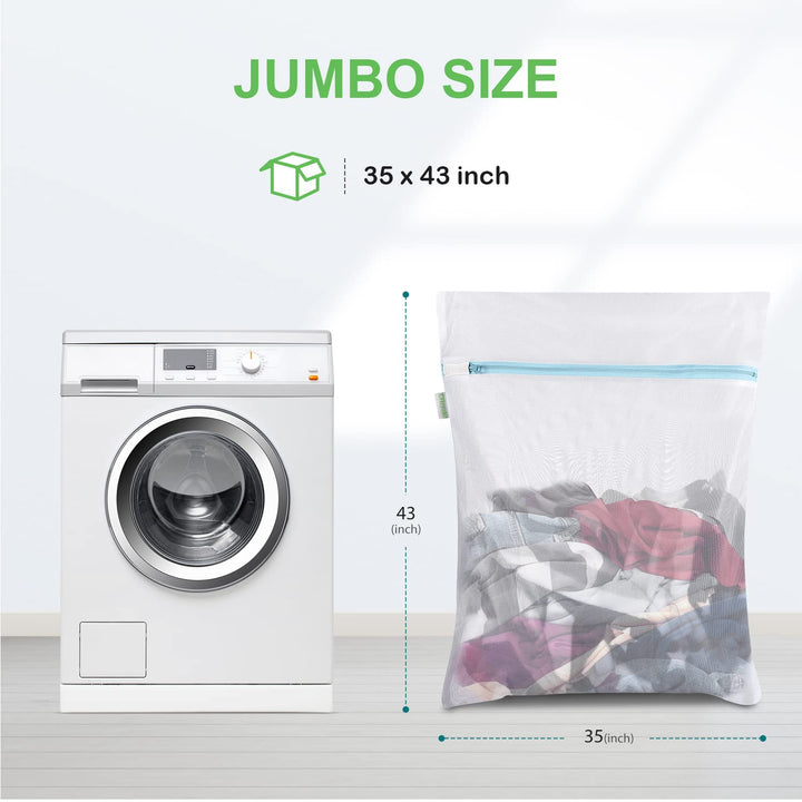 Large Mesh Washing Bag 43 x 35 in XL Laundry Bag Washer Machine Net Protector Large Washer Bag for Travel Camp College Student Dress Bedding Blanket Sheet Robe Cleaning Organizer Blue