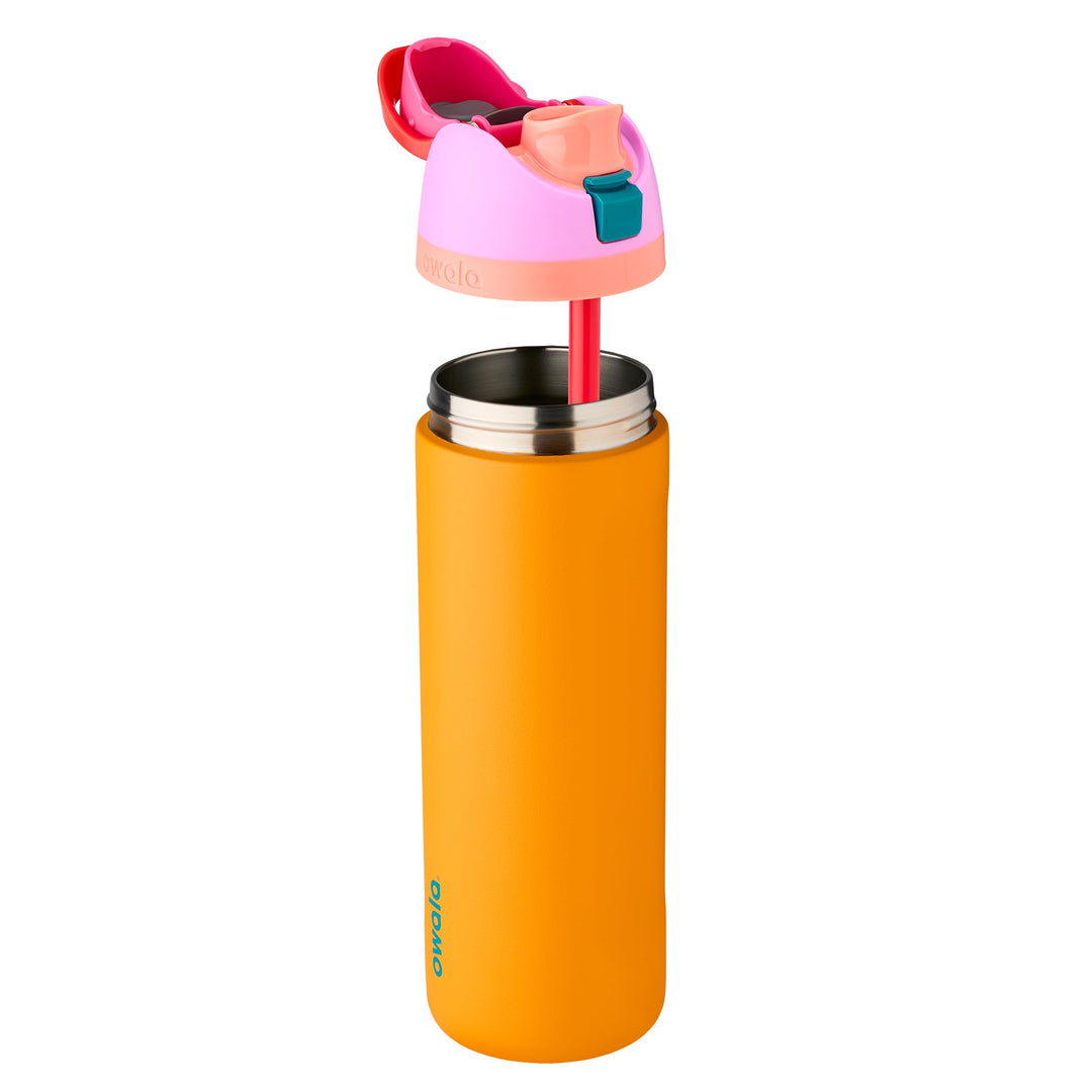 Owala FreeSip Insulated Stainless Steel Water Bottle with Straw for Sports, Travel, and School BPA-Free Sports Water Bottle, 24 oz, Tropical
