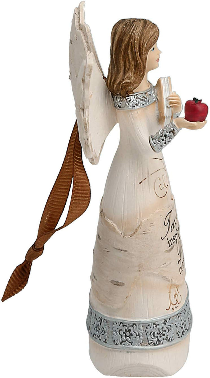 82344 Elements Teacher Angel Figurine, 4-1/2-Inch, Silver