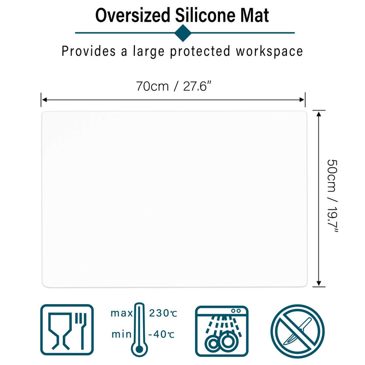 Oversize Transparent Silicone Mat, Countertop Protector, 27.6 x 19.7 inches Silicone Sheet for Crafts Resin Jewelry Casting Mat Pad Nonstick Heat-Resistant Table Placemat