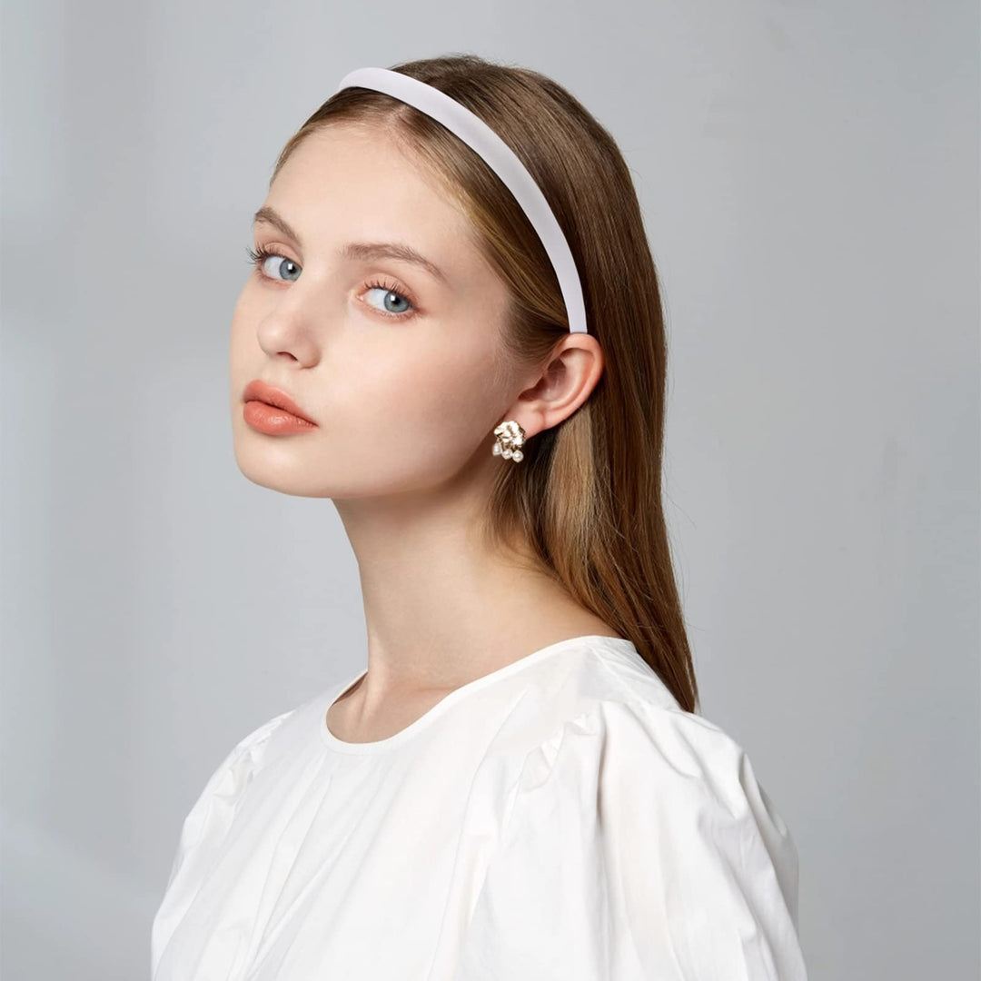 Girls&#39; DIY Satin Covered Headbands 1cm Width 36cm Circle Size (20pcs White)