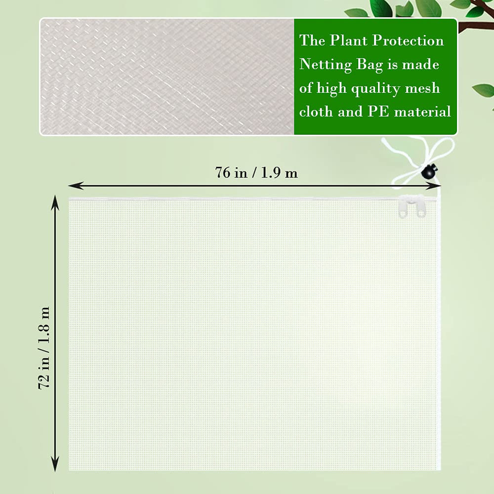Garden Plant Cover Plant Protection Netting Bags with Zipper Fruit Tree Netting Cover Large Garden Mesh Netting Plant Net Cover Bags for Protecting Plants Trees Fruits Flowers 72x76 inch(White, 1Pack)