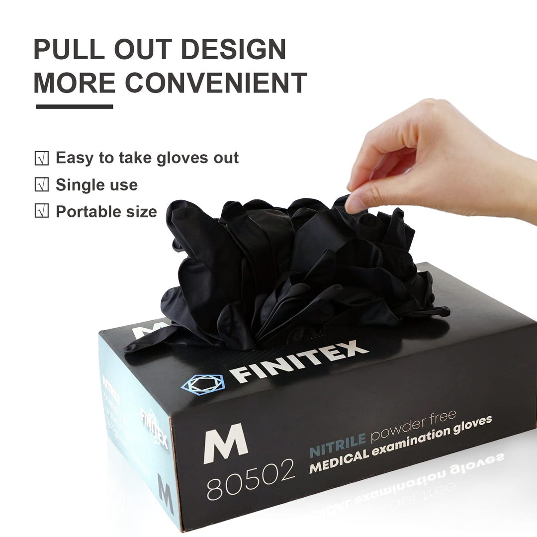 - Black Nitrile Disposable Gloves, 5mil, Powder-free, Medical Exam Gloves Latex-Free 100 PCS For Examination Home Cleaning Food Gloves (Medium)