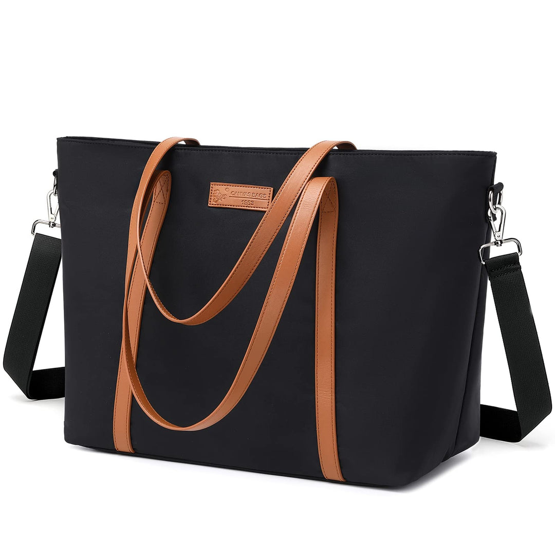 Lightweight Women Laptop Tote Bag for Work, Casual Handbag for Travel Beach College Teacher Black