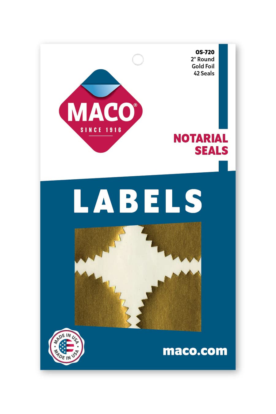MACO Seals (MACOS720), Gold, 2- 42/Box