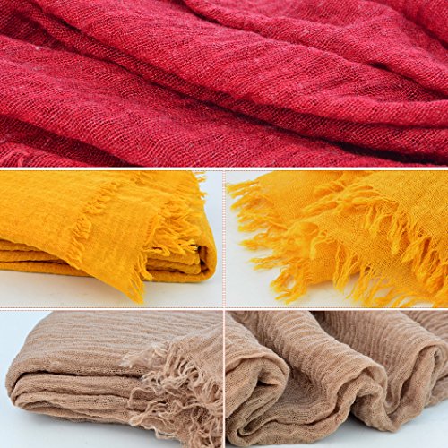 3 Pcs Women Soft Cotton Hemp Scarf Shawl Long Scarves, Travel Sunscreen