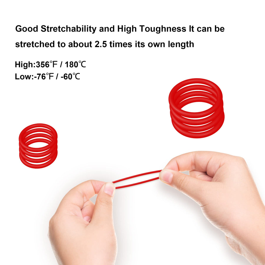 Silicone O-Ring, 4mm OD, 1mm ID, 1.5mm Width, VMQ Round Seal Rings Gasket, Pack of 40, 55A Durometer, Red