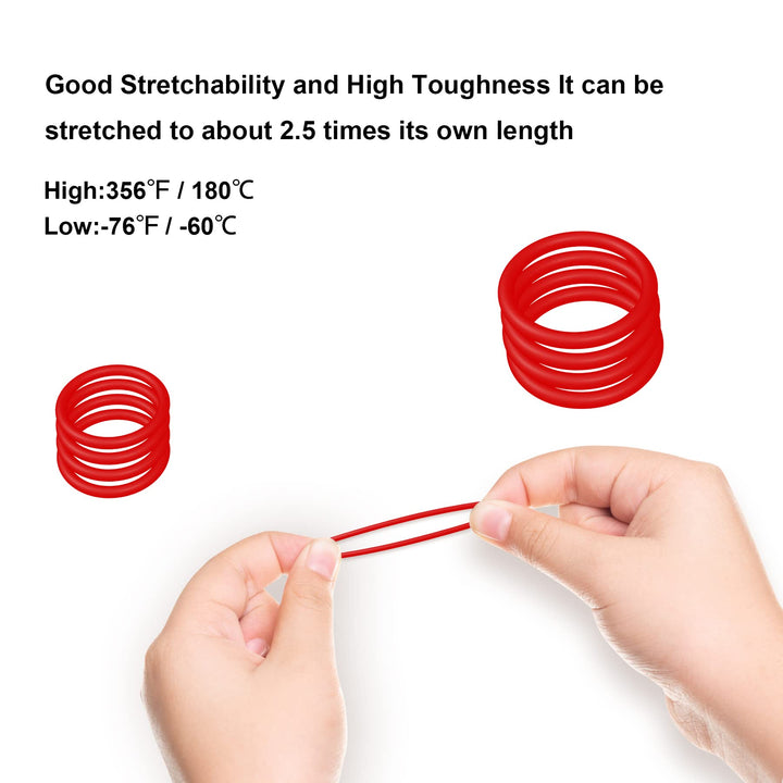 Silicone O-Ring, 4mm OD, 1mm ID, 1.5mm Width, VMQ Round Seal Rings Gasket, Pack of 40, 55A Durometer, Red