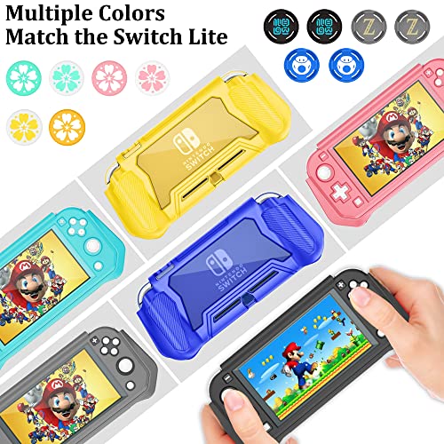 Switch Lite Case Protective Case for Nintendo Switch Lite, Case Compatible with Nintendo Switch Lite Hand Grip Case with Detachable TPU+Built-in PC Screen Protector &amp; 2 x Thumb Grip Caps,Turquoise