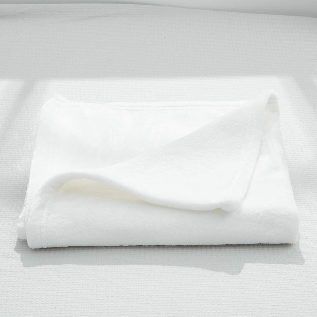 All-Season Ivory White Flannel Fleece Baby Blanket for Girls &amp; Boys - Ultra Soft Plush Thin Kids Toddler Blanket for Crib, Pram Strollers, Sofa, 100% Microfiber Polyester 27x39