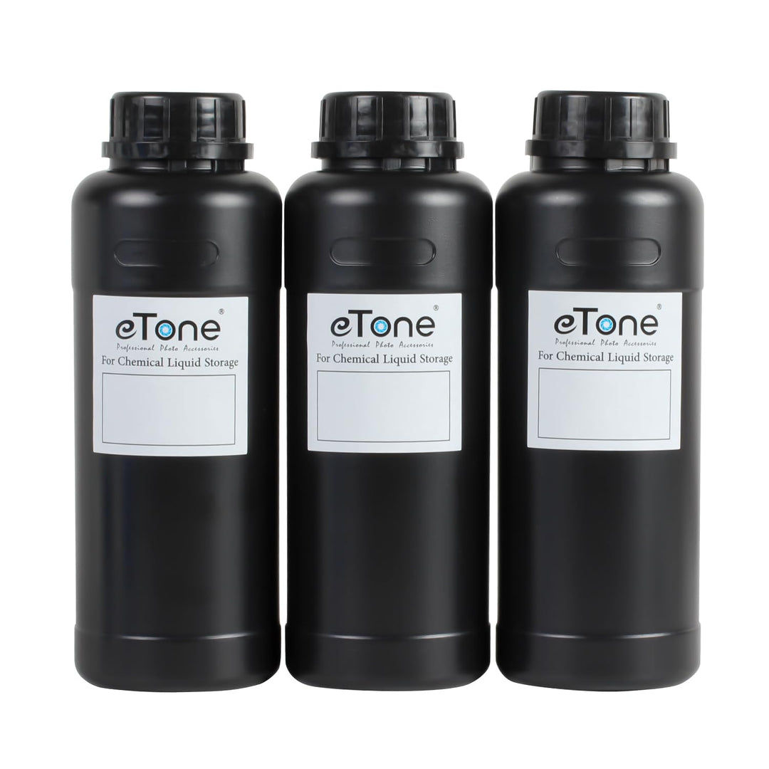 eTone 3X 500ml Darkroom Chemical Storage Bottles with C