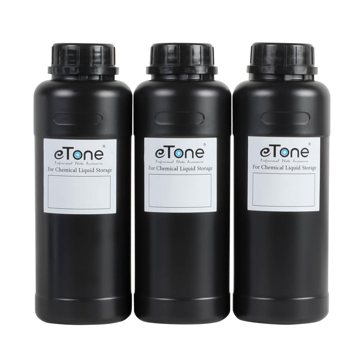 eTone 3X 500ml Darkroom Chemical Storage Bottles with C