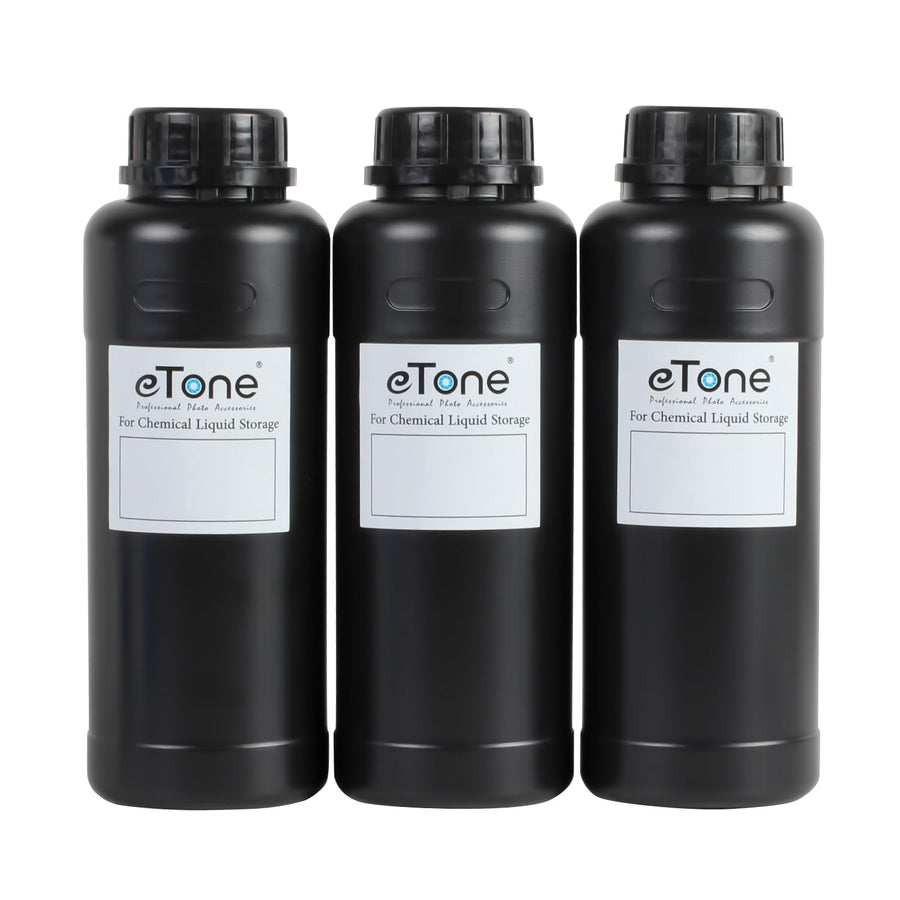 eTone 3X 500ml Darkroom Chemical Storage Bottles with C