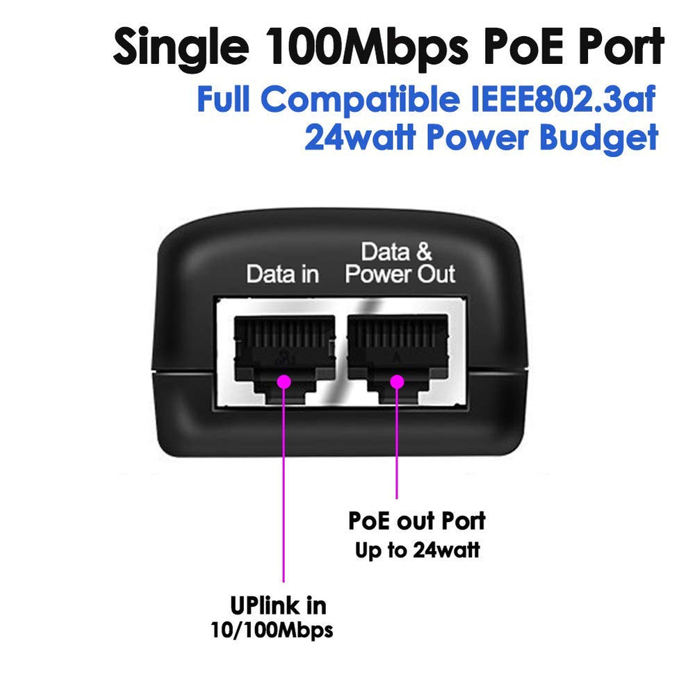 Wall Plug POE Injector with 48v Power Supply 802.3af for Most Cisco/Polycom/Aastra Phones and More