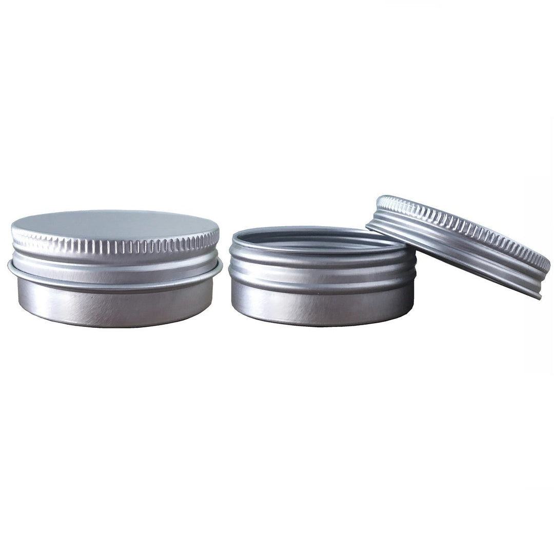 Aluminum Tin Jars, Cosmetic Sample Metal Tins Empty Container Bulk, Round Pot Screw Cap Lid, Small Ounce for Candle, Lip Balm, Salve, Make Up, Eye Shadow, Powder (12 Pack, 1 Oz/30ml)