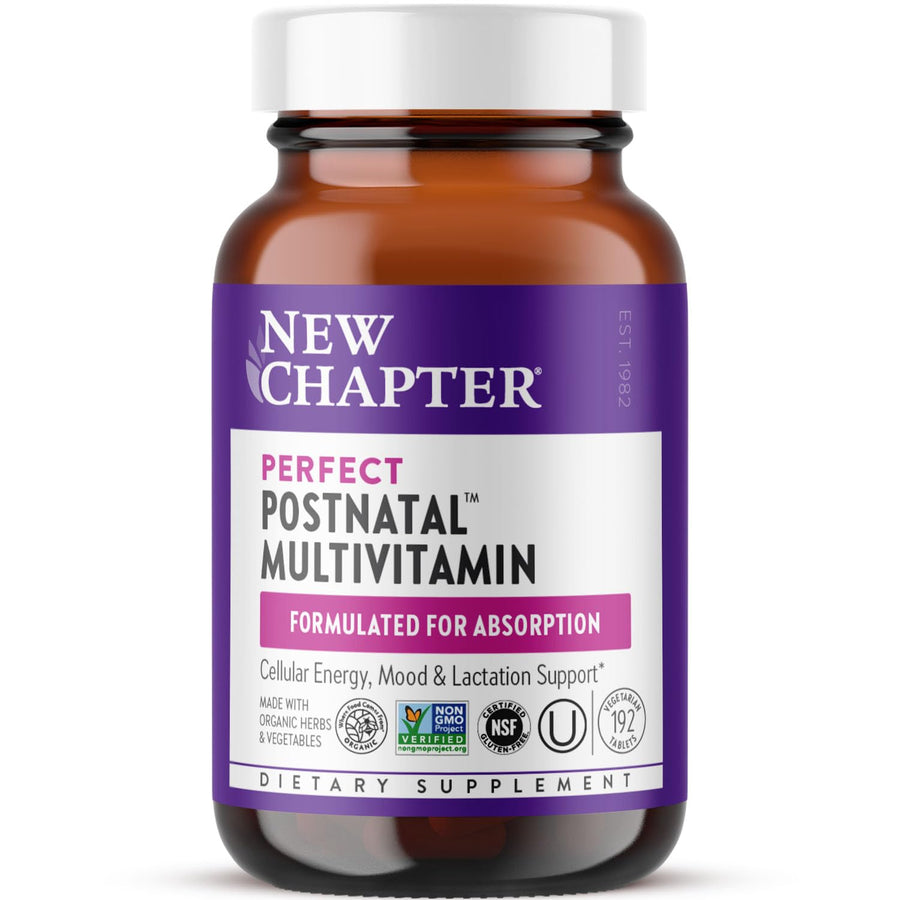 , Postnatal Vitamins Lactation Supplement, Complete Multivitamin with Fermented Vitamin D3 + B Vitamins, Made with Organic Vegetables & Herbs, Non-GMO Ingredients, 192 Count