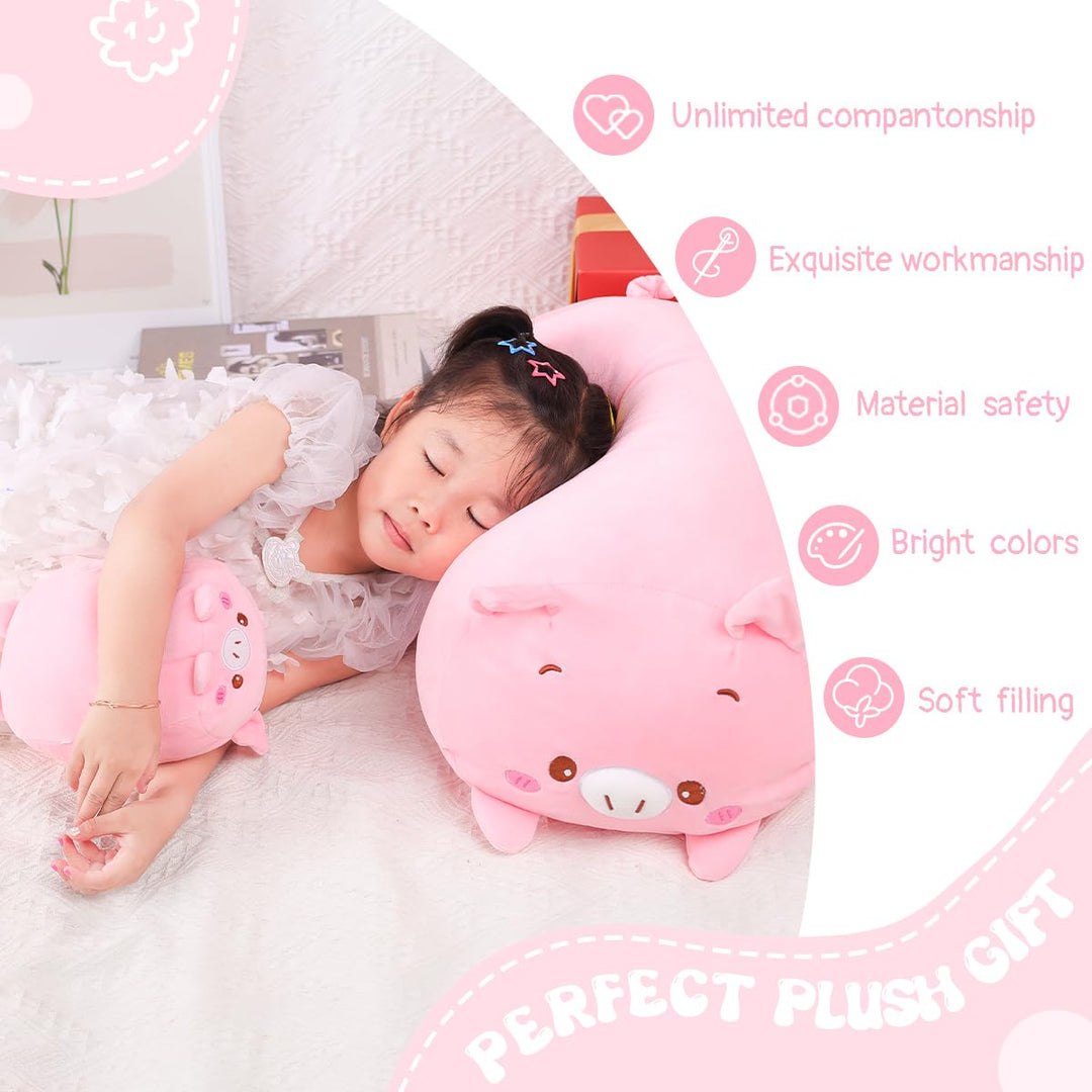 AIXINI 8 inch Cute Pink Pig Plush Stuffed Animal Cylind