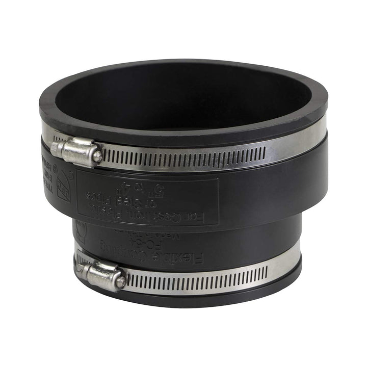6I59 Flexible Pvc Reducing Coupling with Stainless Steel Clamps, 5.5 x 4.5Inner Diameter for 5 x 4 Nominal Pipe, Black