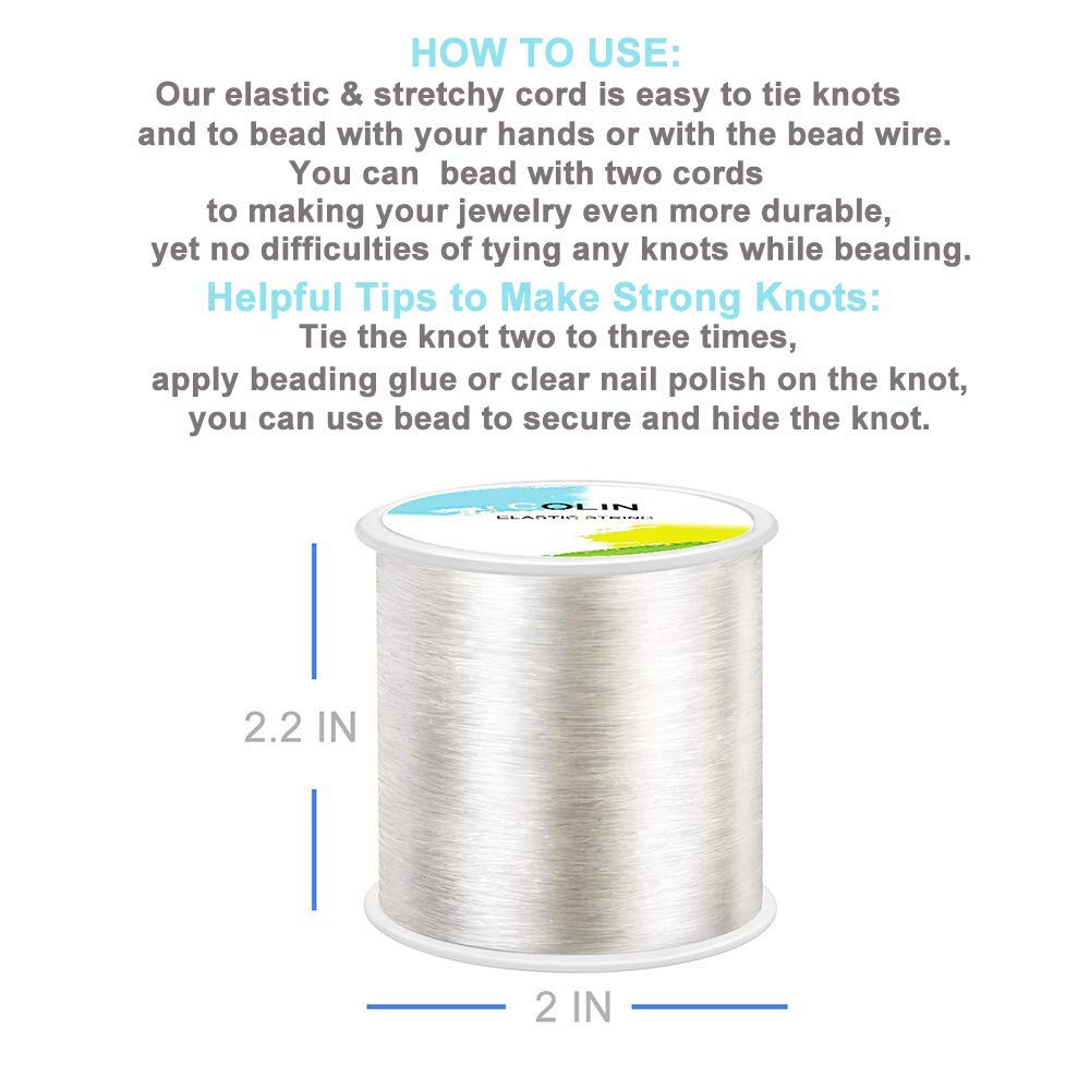 320 FT Jewelry Cord, Elastic Bracelet Rope Crystal Beading Cords, Transparent and Shiny Elastic Beaded Line, Can Easily Pass Through Beaded Jewelry, Suitable for DIY Jewelry Making, Bracelet Making