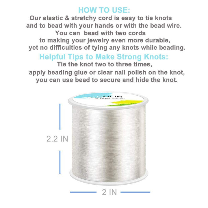 320 FT Jewelry Cord, Elastic Bracelet Rope Crystal Beading Cords, Transparent and Shiny Elastic Beaded Line, Can Easily Pass Through Beaded Jewelry, Suitable for DIY Jewelry Making, Bracelet Making