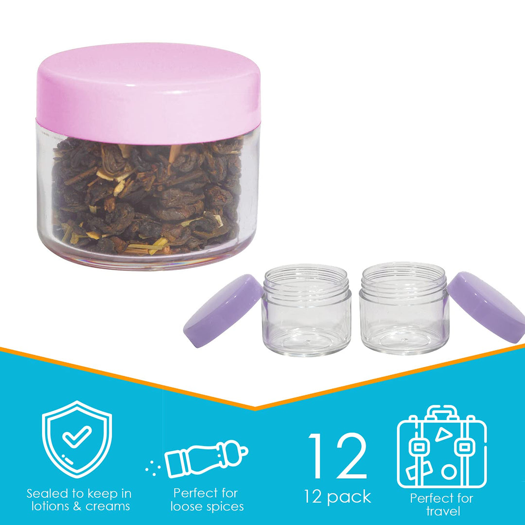 Houseables 20 Gram Jar, 20 ML Jar, 12 pcs, Black, BPA F