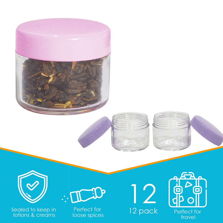 Houseables 20 Gram Jar, 20 ML Jar, 12 pcs, Black, BPA F
