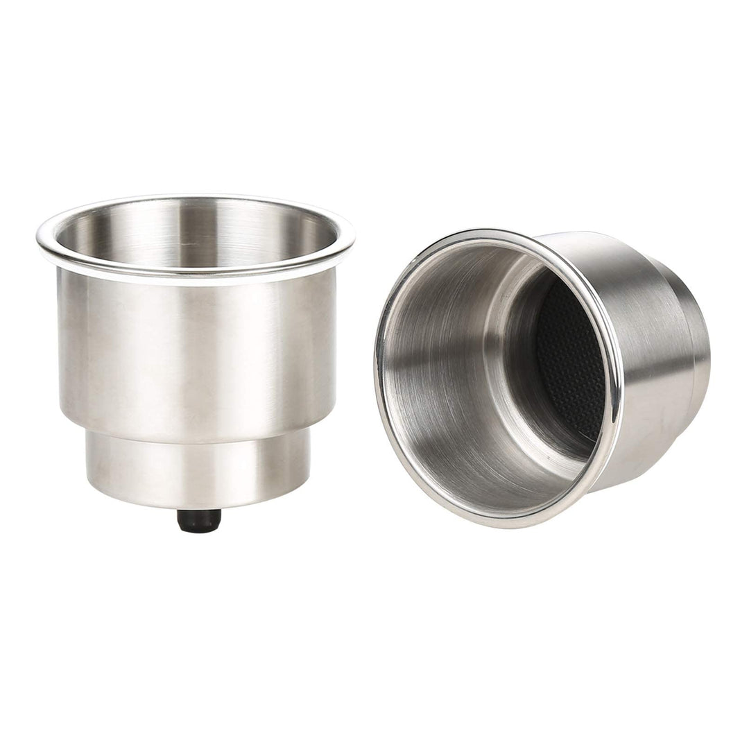 4 Height Boat Cup Holder Stainless Steel Recessed Drink Holders RV Inset Pontoon Cup Holder with Drain for Ships Sofa Car Table Recliner Camper (2pcs)
