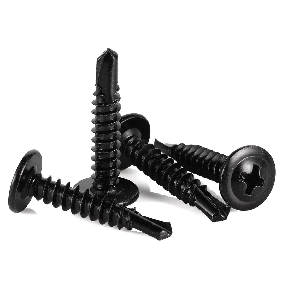 #8 x 3/4 Phillips Truss Head Self-Drilling Tek Screw, 100 PCS Self Tapping Screws Sheet Metal Screws, Black Oxide Stainless Steel