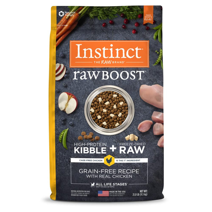 Raw Boost, Natural Dry Dog Food with Freeze Dried Pieces, High Protein, Grain Free Recipe - Real Chicken, 21 lb. Bag
