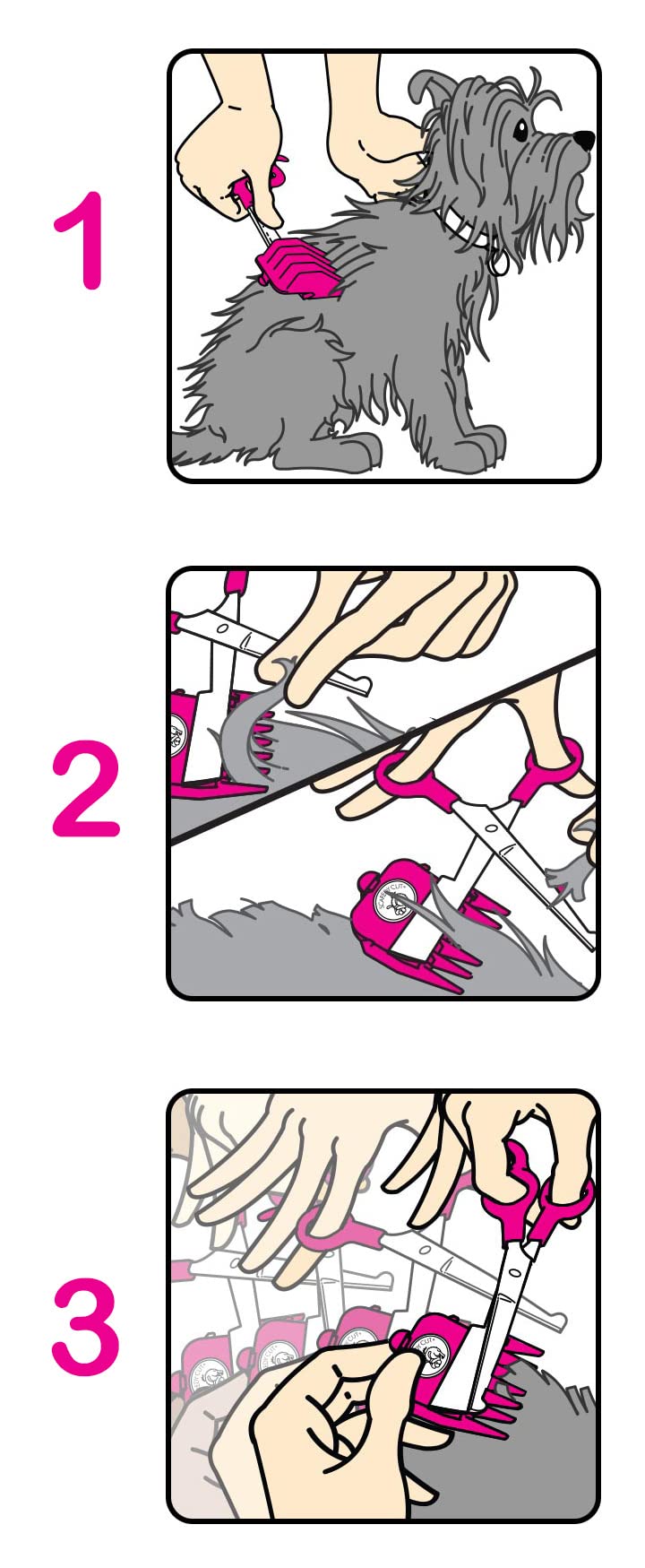 Silent Pet Grooming Kit for Dog, Cat and All Pet Grooming - A Quiet Alternative to Electric Clippers for Sensitive Pets (Right-Handed Pink)