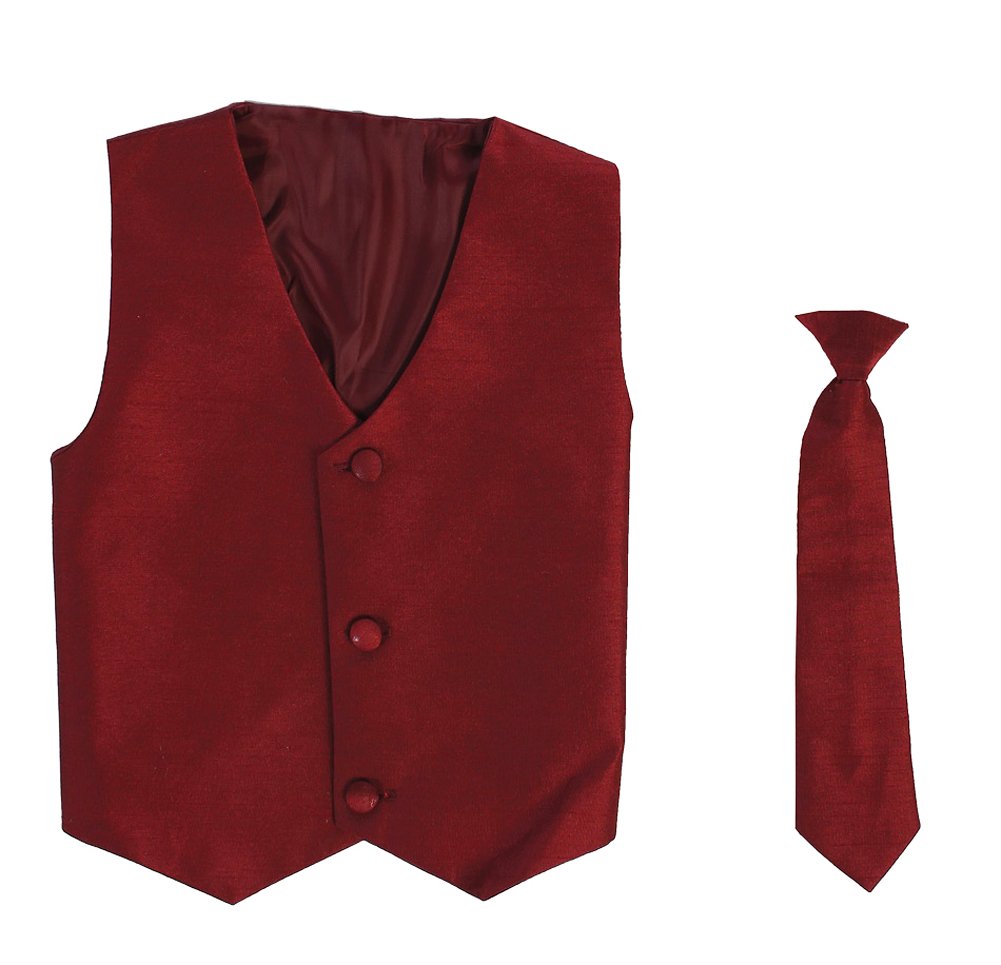 Vest and Clip On Baby Boy Necktie set - BURGUNDY - S/M (0-12 Months)