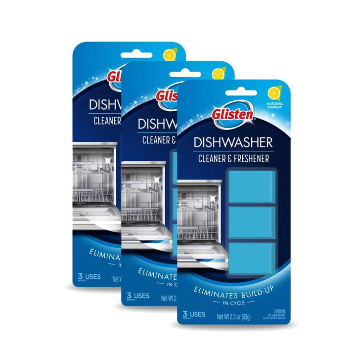 Glisten DT0312T Dishwasher Cleaner & Freshener, 3 Tablets, Clear