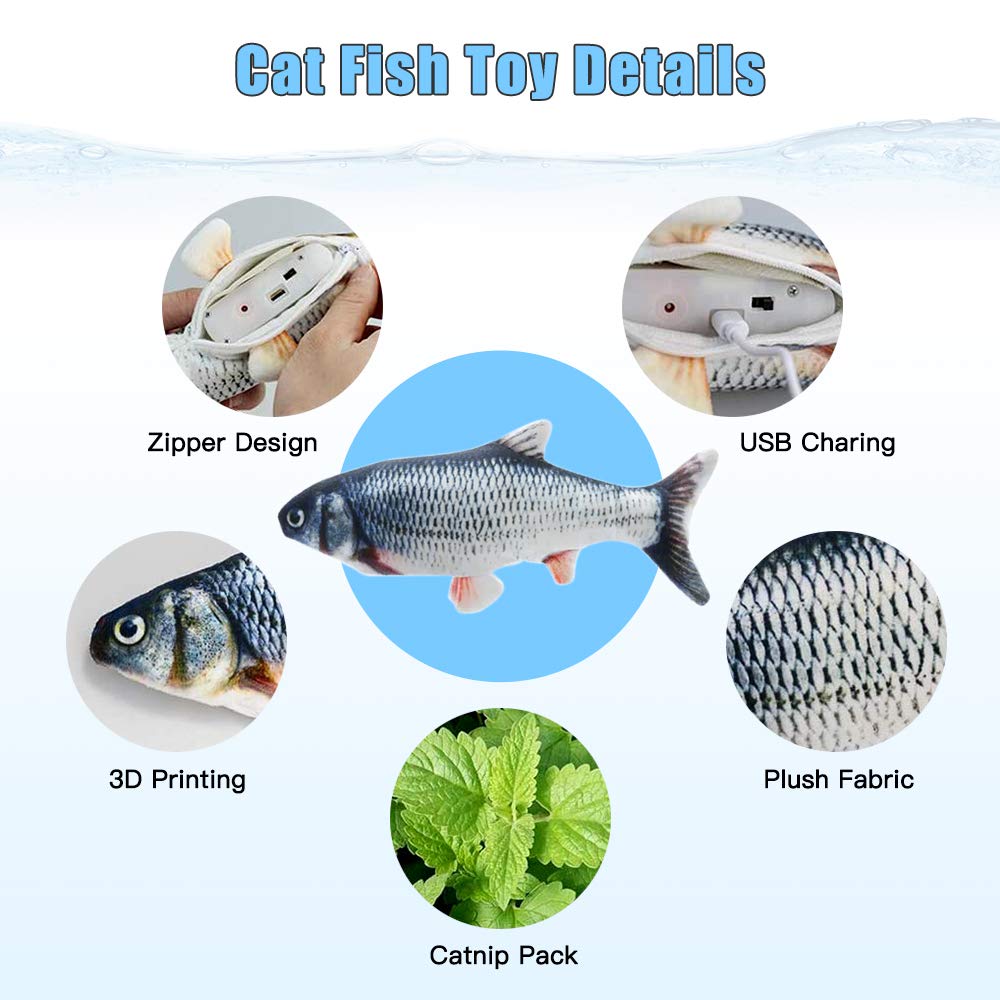 2 Pack 11 Floppy Fish Cat Toys with SilverVine and Catnip for Indoor Cats for Small Dogs Interactive Automatic Flopping Kicker Toys for Cats Puppy (Redblackcarp)